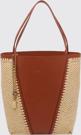 Chlo&eacute; Borsa Spin in rafia crochet e pelle