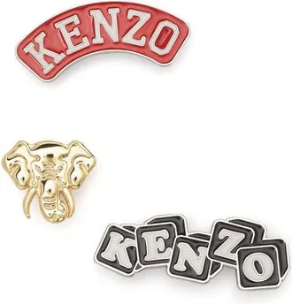 Kenzo set-of-three logo pins - men - Resin/Zamak - OS - Red