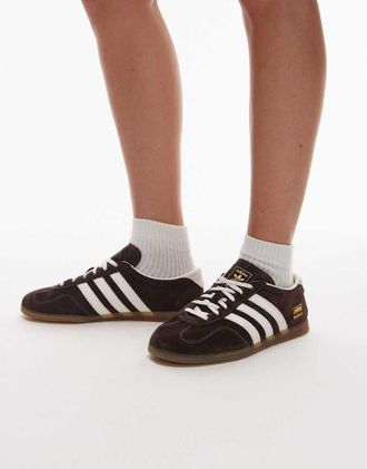 adidas Originals Gazelle Lo Pro - Sneakers marroni e bianche con suola in gomma-Marrone