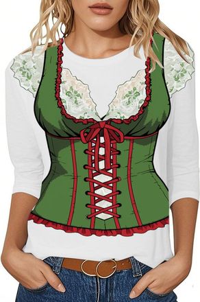 Generic Oktoberfest Costumes Women Funny Shirt T-Shirt (White, M)