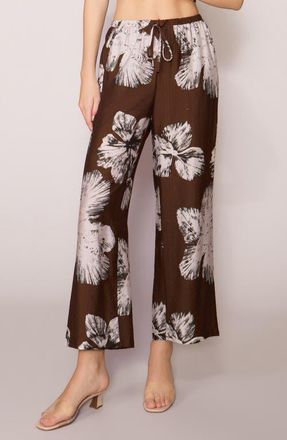 Melloday Floral Print Ankle Pants in Brown Floral at Nordstrom, Size X-Small