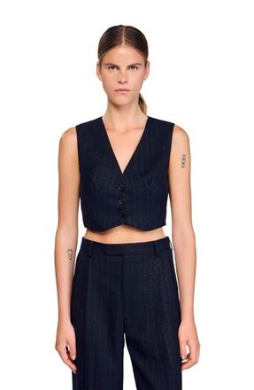 Sandro Striped rhinestone vest in Navy Blue at Nordstrom, Size X-Large