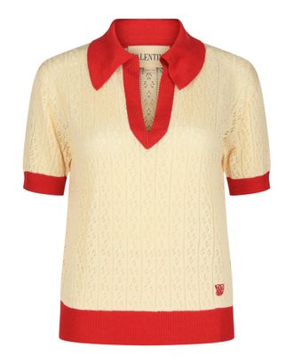 Valentino Pointelle-Knit Polo Shirt