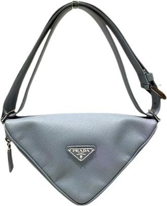 Prada Pre-owned Cross Body Bags, male, Blue, Size: ONE SIZE Pre-owned Saffiano Shoulder Bag