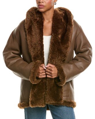 Vince Leather & Shearling Hooded Jacket