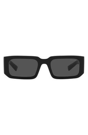 Prada 53mm Rectangular Sunglasses in Black/White/Dark Grey at Nordstrom