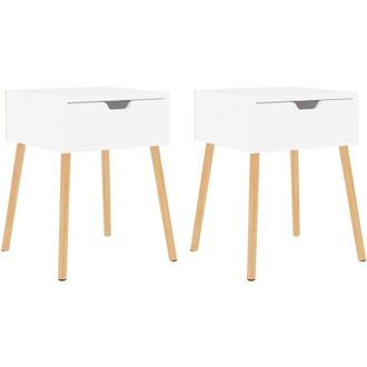 vidaXL Mesitas Noche 2 Uds Madera Ingenier&iacute;a Blanco Brillo 40x40x56 Cm Vidaxl
