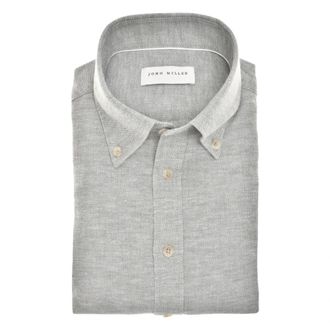 John Miller Overhemd Slim Fit - Heren - Casual Overhemden - Grijs - S - Leer - Overhemden