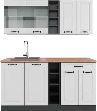 Vicco Cocina Vers&aacute;til R-line, Casa De Campo Blanca/antracita, 160 Cm, Et Roble