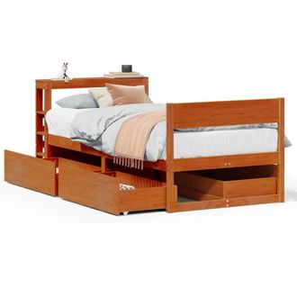 Berkfield Home Bed Frame Frame Wax Brown 75x190 cm Small Single Solid Wood Pine