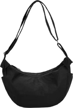 Generic Casual Nylon Dumpling Aped Crossbody Bag Lightweight Single Oulder, Compatible For Women Simple Design Small Cloth(Black)