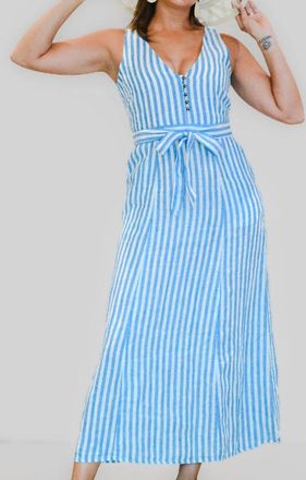 Hatley The Isla Sleeveless Maxi Dress In French Blue Stripes