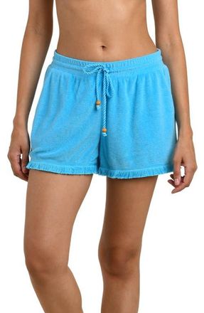 La Blanca Wild Beach Fringe Drawstring Shorts in Sky at Nordstrom, Size X-Small