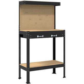 vidaXL Bancos De Trabajo Negro 81 X 41 X 145 Cm Madera De Ingenier&iacute;a Vidaxl