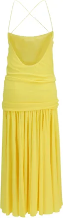 Jacquemus Womens Pleated Midi Dress Yellow Viscose; Polyamide