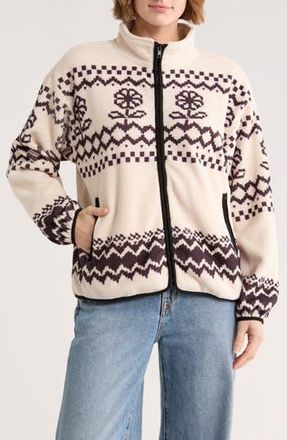 Le Lis Blanc Deux Printed Fleece Jacket in Cream-Black at Nordstrom Rack, Size X-Small