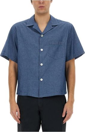 Aspesi Overhemden met korte mouwen - Heren - Korte mouwen Overhemden - Blauw - M - Katoen - Overhemden
