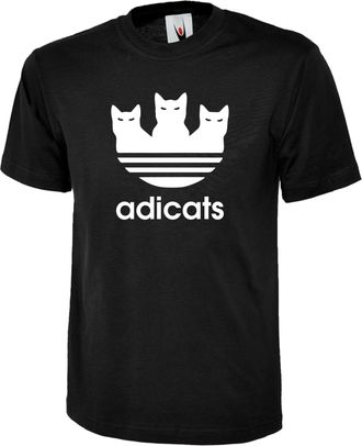 Generic Adicats with Three Horror Black Cat Graphic Printed On T-Shirt, Funny Gift for Cat Lover T-Shirt (UK, Alpha, S, XXL, Regular, Regular, XXL, Black)