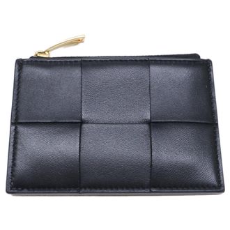 Bottega Veneta Black Leather Coin Purse/Coin Case (Pre-Owned)