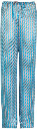 Dries Van Noten Pachas Striped Straight-leg Devor&eacute; Trousers - Turquoise - 38 (UK10 / S)