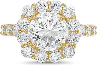 Diana M. Jewels 14kt yellow gold 5.00cts Lab-Grown Round Diamond Halo Ring with Diamond Band