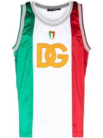 Dolce & Gabbana DG striped tank top - men - Polyamide/Polyester - M - White