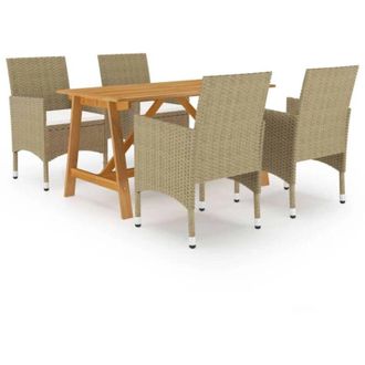vidaXL Juego De Comedor Para Jard&iacute;n De 5 Piezas Beige Vidaxl