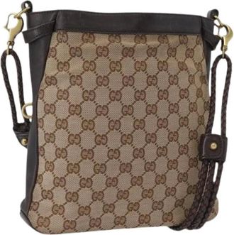 Gucci Pre-owned Cross Body Bags, female, Beige, Size: ONE SIZE Pre-owned Vintage GG Canvas Shoulder Bag