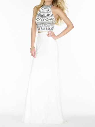 Alyce Paris Womens Halter Top Dress In White