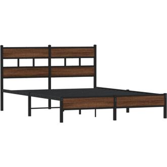 vidaXL Estructura De Cama Sin Colch&oacute;n Madera Marr&oacute;n Roble 150x200 Cm Vidaxl