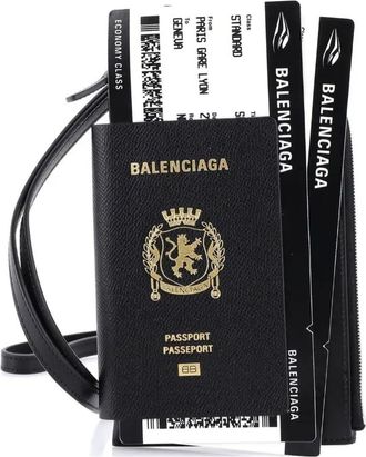 Balenciaga Passport Phone Holder Printed Leather crossbody bag - Zwart