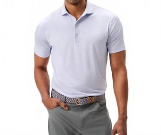 Johnnie-O Lyndonn Short Sleeve Stripe Polo In Viola