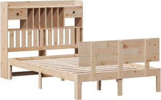 vidaXL Cama Con Estanter&iacute;a Sin Colch&oacute;n Madera Maciza De Pino 135x190cm Vidaxl