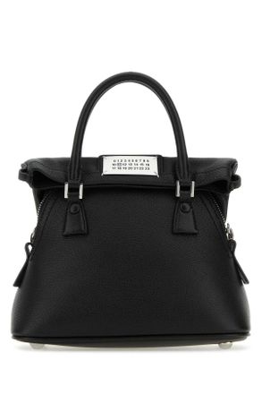 Maison Margiela ツートーンペブルレザーハンドバッグ Maison Margiela Micro Cube レザーハンドバッグ | シルバー