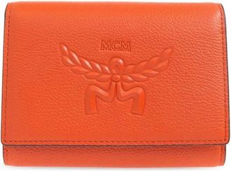 MCM Embossed Logo Small Himmel Trifold Wallet