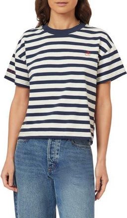 Scotch & Soda Boxy Yarn Dye Stripe T-Shirt in Mood Indigo/Sugar Swizzle at Nordstrom Rack, Size X-Small