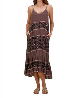 Rubyyaya Spaghetti Straps Charlotte Midi Dress In Chocolate