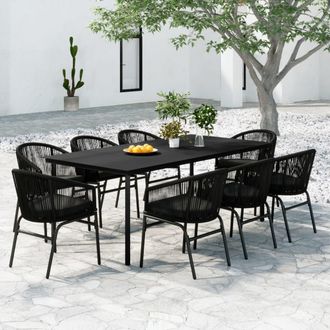 vidaXL Juego De Comedor De Jard&iacute;n 9 Piezas Negro Vidaxl