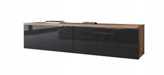 OEM Mueble Para Tv De Sal&oacute;n De 140 Cm, 2 Puertas, Color Marr&oacute;n/negro Brillante, Universal, Con Led