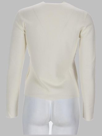 Max Mara Virgin Wool with Raised Logo Sweater - White