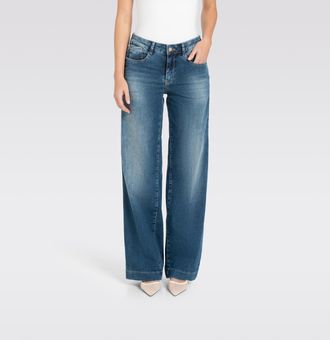 MAC Broeken Stretch-Jeans MAC RICH PALAZZO, Damen, Gr. 34, L&auml;nge 34, navy heavy wash, Denim/Jeans, Obermaterial: 90% Baumwolle, 8% Polyester, 2% Elasthan, weit la