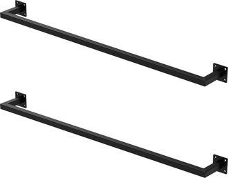 ML Design Ml-design - 2x Percheros De Pared 110x12 Cm De Acero Inoxidable Negro Para Vestidor/armario Barra De Almacenamiento Hasta 50kg Perchero Para Ropa, Toa