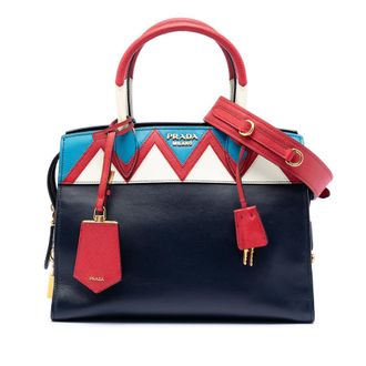 Prada Pre-owned Prada Medium Saffiano Trimmed City Calf Greca Esplanade Satchel Ladies DFQ05F305EFKXYOM