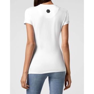 Philipp Plein T-shirt Ronde Hals SS - Dames - T-shirts - Wit - M - Katoen - Tops