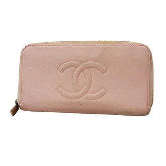 Chanel Pink Grained Calfskin Long Wallet (Bi-Fold) (Pre-Owned)