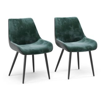 Vicco Sedia da pranzo Eleganza, Verde, Set di 2, Vicco