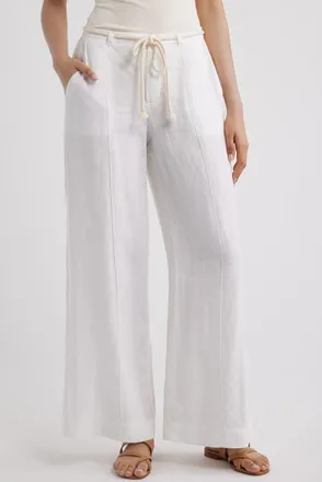 Bella Dahl Pintuck Linen Pants in White at Nordstrom, Size X-Small