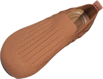 Generic Ladies Slip On Shoes Wide Fit Mesh Walking Shoes Round Toe Lightweight Breathable Classic Comfortable Casual Sports Pumps Running Gym Brown