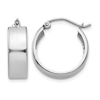 Diamond2Deal 10k White Gold Round Shape Fancy Hoop Earrings