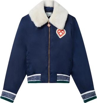 Casablanca Mens Nylon Bomber Navy Blue Jackets - Size Medium